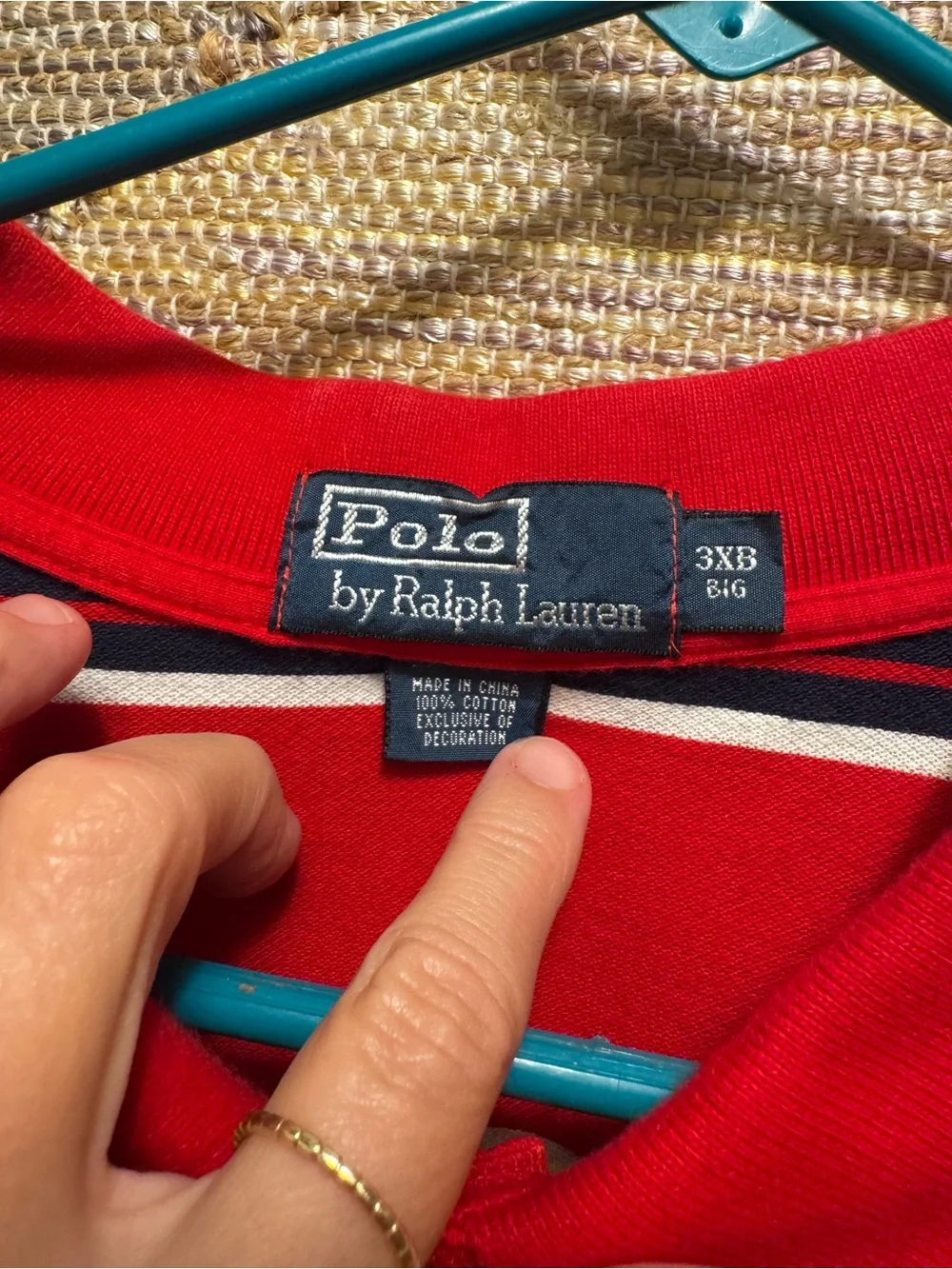 Polo by Ralph Lauren Red Striped Cotton Polo Shirt 3XB